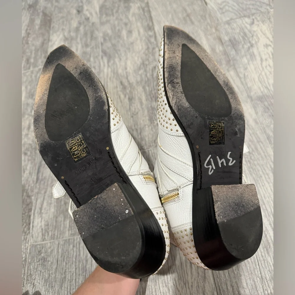 Anine Bing Penny white gold western studded boots